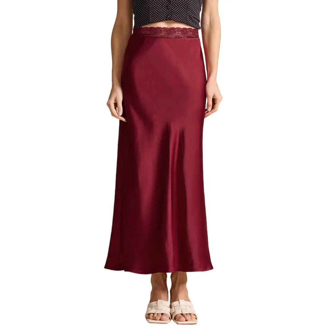 Women Satin Maxi Skirt Summer Party Wear