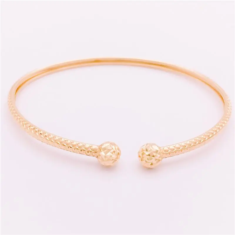 

585 Purple Gold Plated 14k Rose Gold Exquisite Round Beads Shine Bracelet for Women Charm Simple Suitable for Daily Jewelry