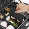 Diamond Check PU Makeup Case, Large Waterproof Travel Organize Cosmetic Box 5