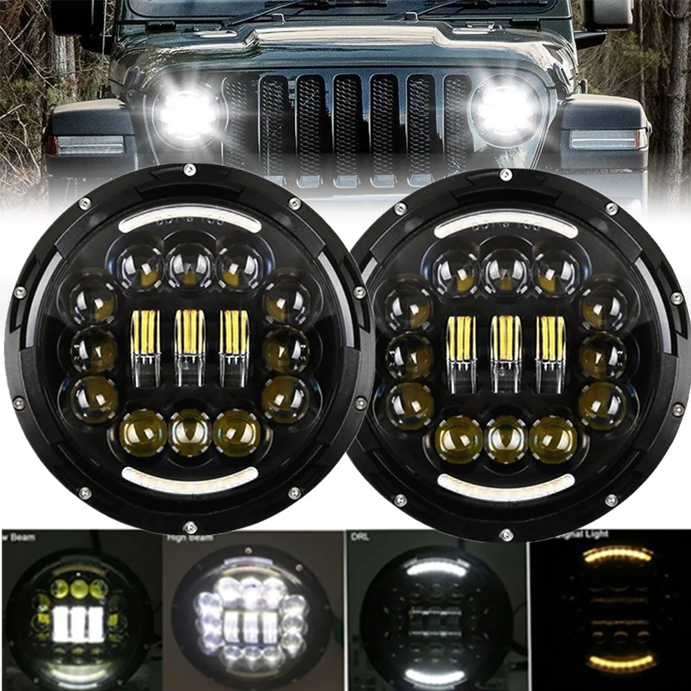 

Фара светодиодная 7 дюймов для Jeep Wrangler, Головной фонарь для внедорожника, Lada Niva Urban, 4x4, Suzuki Samurai, «ангельские глазки», 2 шт.