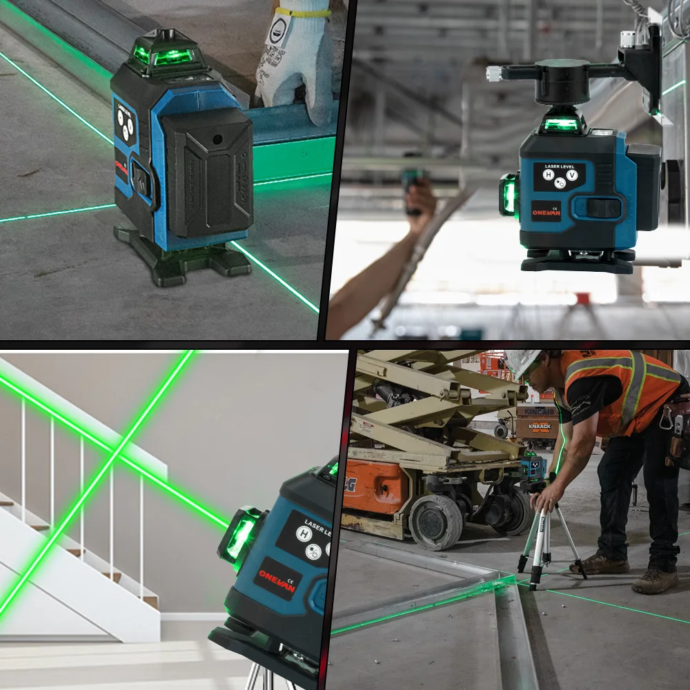 ONEVAN 360° ° Selbstnivellierender 16-Linien-4D-Laser-Wasserwaage mit grüner Linie, horizontal und vertikal, leistungsstarker Laser-Wasserwaage mit grünem Strahl – Detail 9