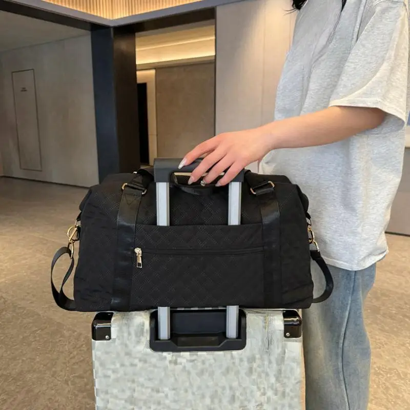 1pcs Solid Color Large Capacity Women'S Handbag Luggage Travel Bag Polyester Lined Oxford Cloth Bag