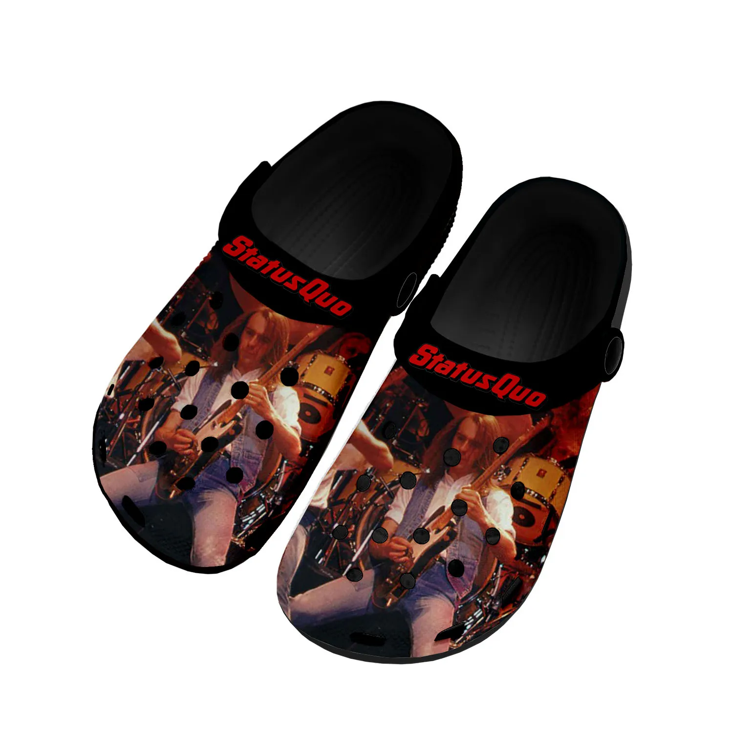 

Status Quo Rock Band Fashion Home Clogs Custom Water Shoes Mens Womens Teenager Shoes Garden Clog Breathable Beach Hole Slippers