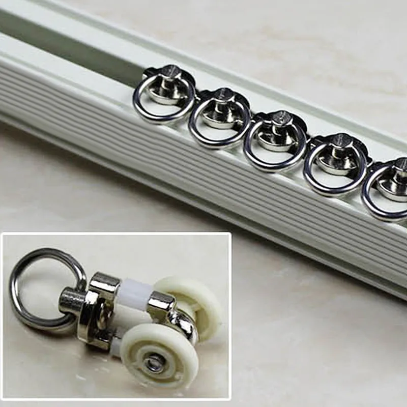 Description Picture 5 of itemAlloy Plastic Curtain Wheel Rail Straight Curved Track Rollers Hanging Curtains Hook Ring Window Decorative Hardware Accessories