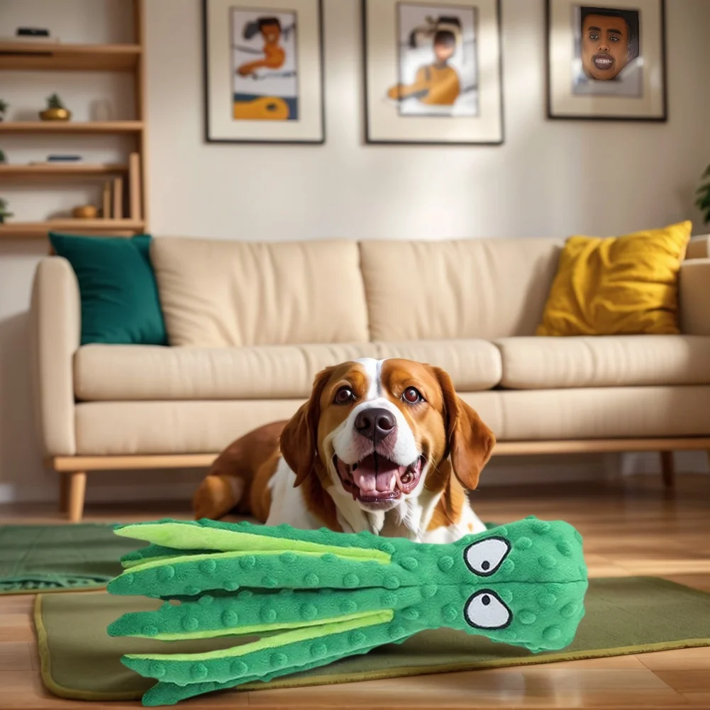 2Pcs Octopus Dog Toy No Stuffing Intelligent Dogs Chew Toys Bite Resist Squeaky Plush Puzzle Toy for Small Medium Dogs
