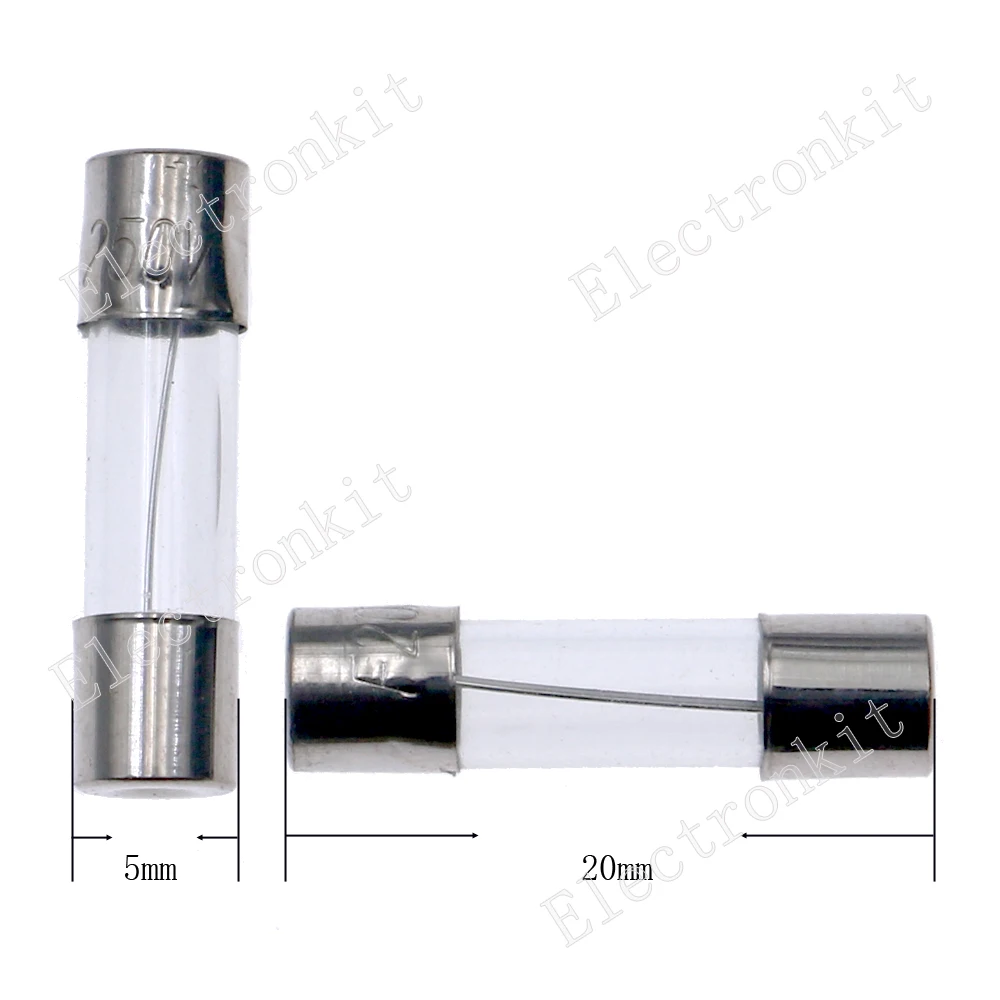 100Pcs 5x20mm 0.2A-20A Quick Blow Glass Tube Fuse Assorted Kit Fast-blow Glass Fuses glass fuse kit