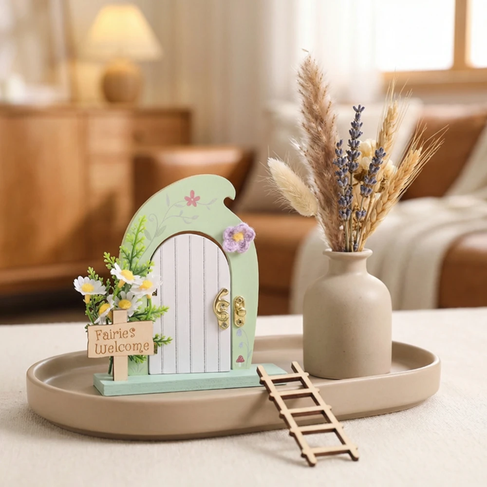 Hölzernes Garten-Feentür-Set Montessori-Spielzeug Cartoon-Deko Märchenhafter Balkon-Dekor Hängende Verzierung Kinderspielzeug Geschenk – Detail 15
