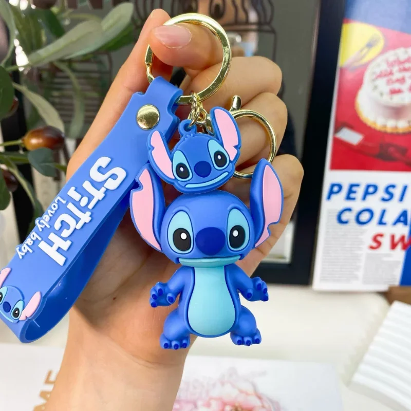 Anime Disney Keychain Kawaii Cartoon Lilo & Stitch Angie Cute Doll Keyring Ornament Key Chain Car Pendant Decorate Kids Gifts plush keychain key chain bunny keychain balloon dog keychain