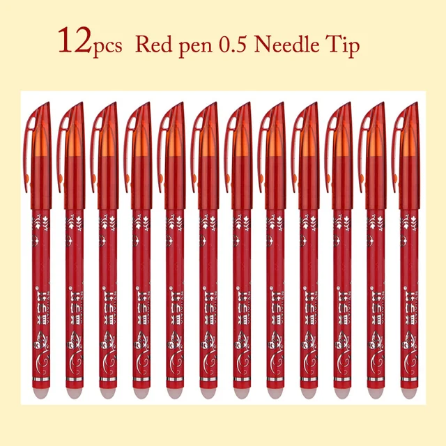 12PCS Erasable Gel Pen Blue Black Red Ink 0.5 0.38mm Washable Handle Ballpoint Pen Needle Tip Rod Student For Writing Sketch 5