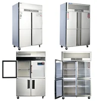 Réfrigérateur congélateur vertical vertical commercial à quatre portes de grande capacité en acier inoxydable pour la cuisine 5