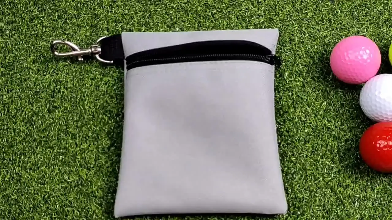 Golf Tee Pouch, Zipper Golf Ball Bag with Metal Lobster Claw Clip