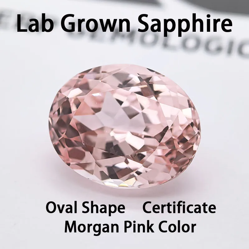 Im Labor gezüchteter Saphir in Morganrosa, ovale Form, TOP-Qualität, für DIY-Schmuck, Ringe, Ohrringe, Charms, Edelstein mit Zertifikat