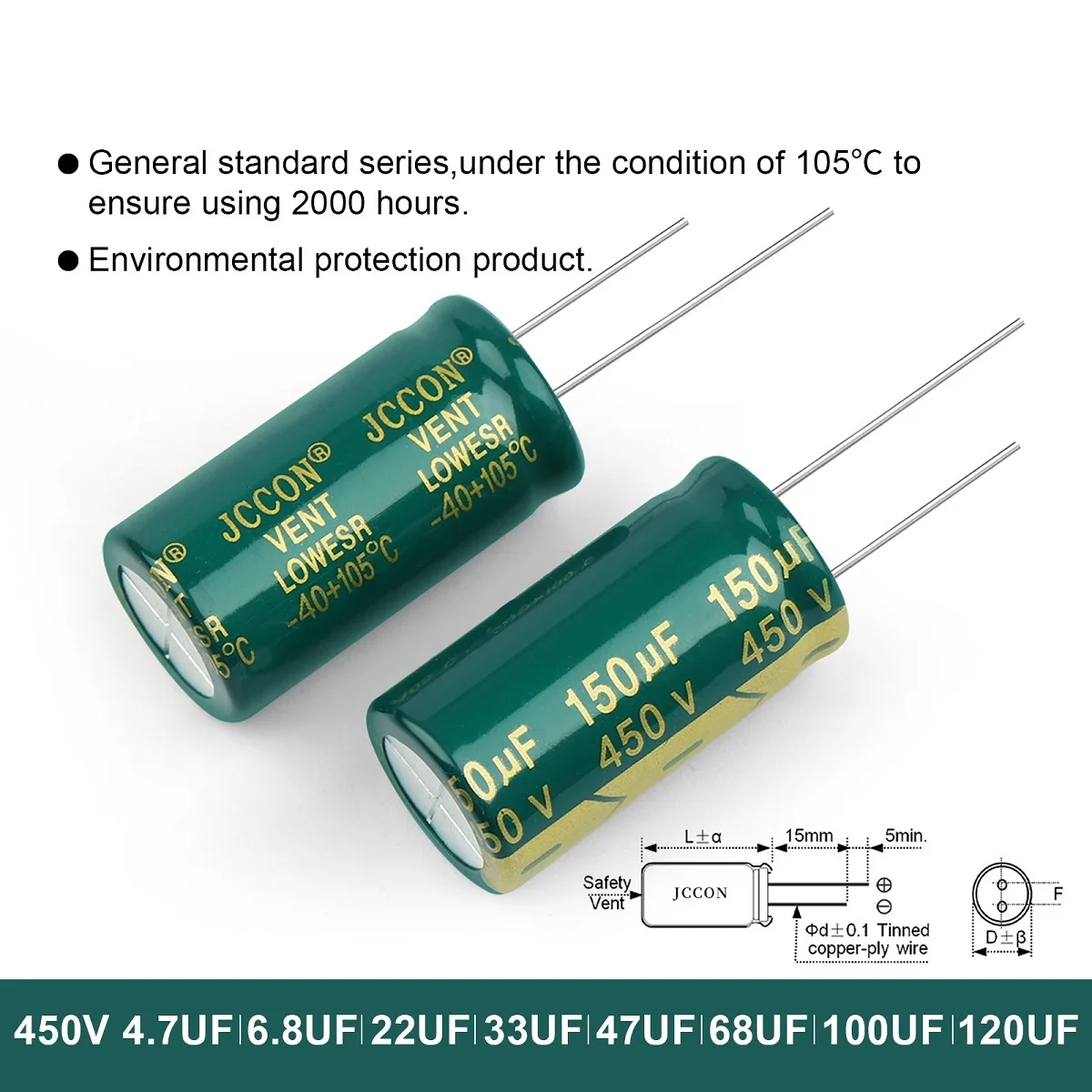 Capacitor 6.3V 10V 16V 25V 35V 50V 63V 100V 400V 450V Low ESR Aluminum Electrolytic Capacitor Lead Welding 2000Hours -40+105℃