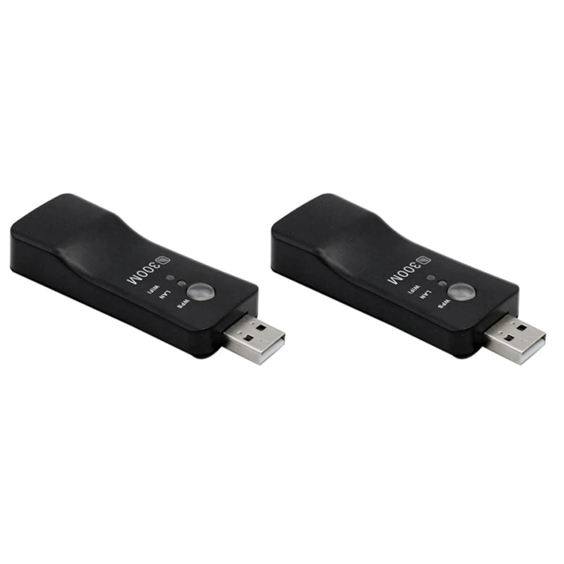 2X USB TV Wifi Dongle Adapter 300Mbps Universal Wireless Receiver RJ45