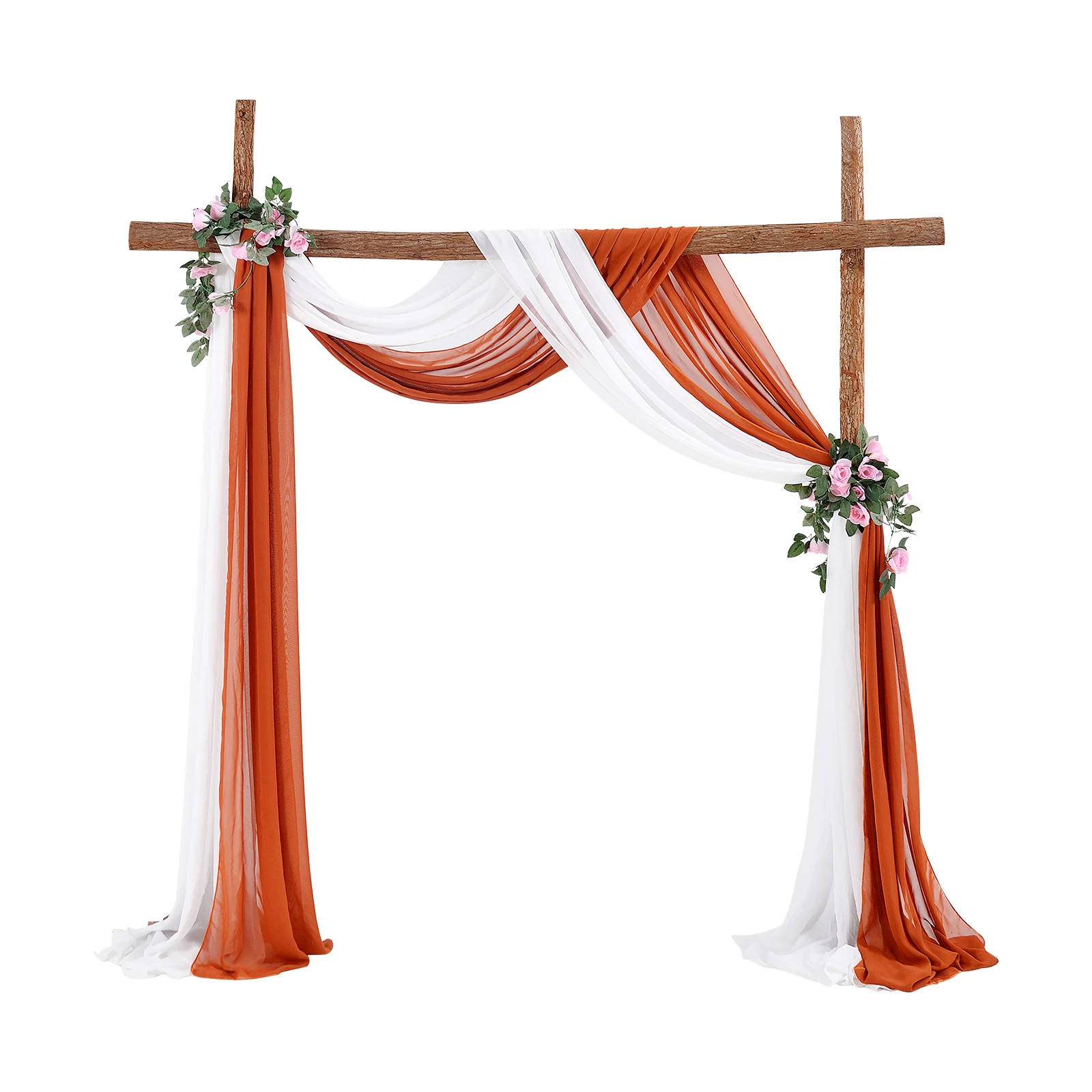 70X550cm Rust Chiffon Wedding Arch Draping Fabric Terracotta Solid Drapery Ceremony Reception Backdrop Curtain Party Swag Decor