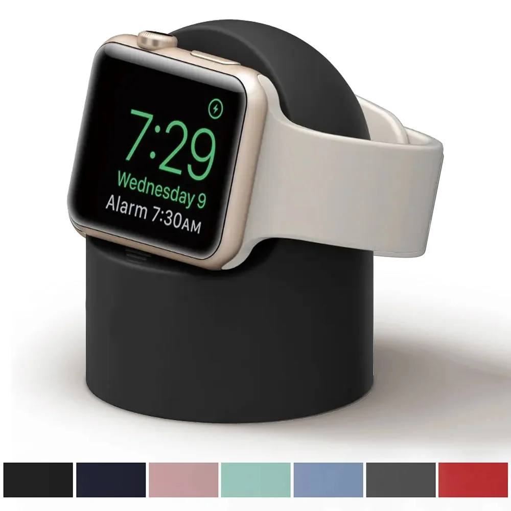 Charger Stand For Apple Watch Series Ultra/8/SE2/7/6/SE/4/3 49mm/45mm/44mm/42mm/41mm/40mm/38mm Durable Silicone Nightstand Mode
