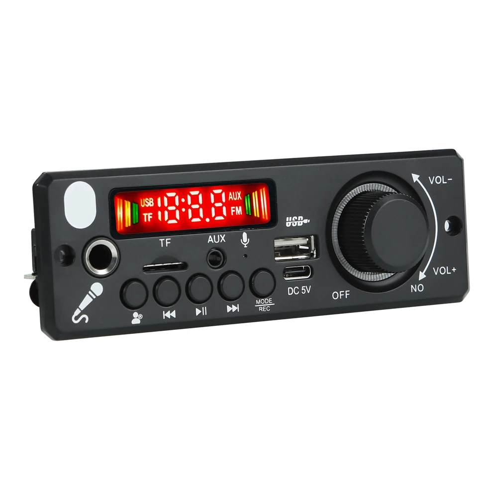차량용 FM 라디오 모듈 TF USB 블루투스 호환 5.0 오디오 모듈 마이크, 레코드 오디오 MP3 플레이어, 핸즈프리 통화, 6W 앰프