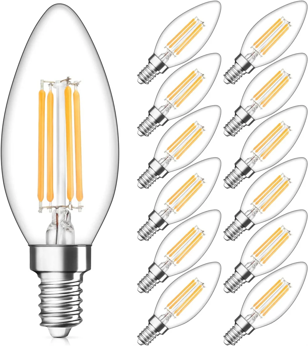 5/10/15/20Psc LED Edison Filament Candle Blubs C35 Clear Glass Dimmable E12 E14 Retro Candelabra LED Lamp 4W 6W Screw Blubs