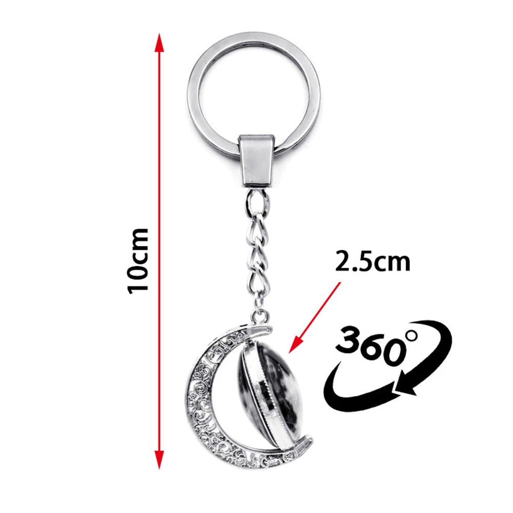 Genshin Impact Keychain 360 Degrees Rotated Moon Pendant Game Eye Of God Metal Key Chain Ring For Men Women Cute Keychain Charms. 