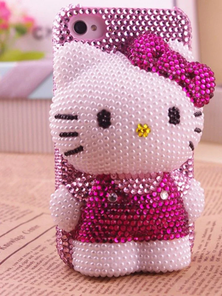 Phone Case iPhone Case For iPhone 13 Pro Max iPhone Xs 14 8 plus 7 15 Pro 11 6 12 Case Rhinestone Cartoon Hello Kitty Protective Case Female