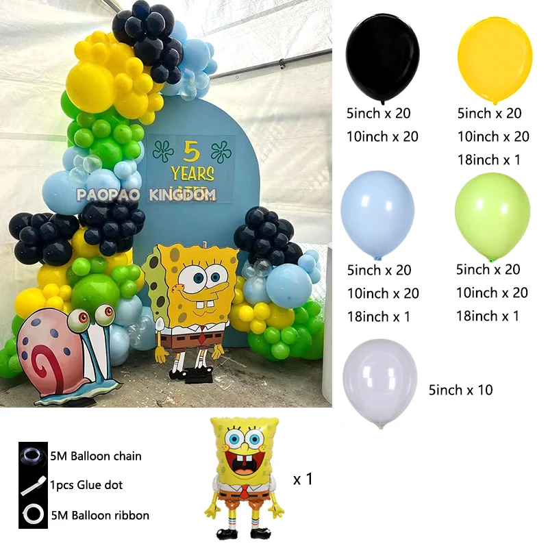 Spongebob Geburtstag Party Dekoration Spongebob Luftballons Einweg Geschirr Teller Serviette Hintergrund für Kinder Party Supplies – Detail 18
