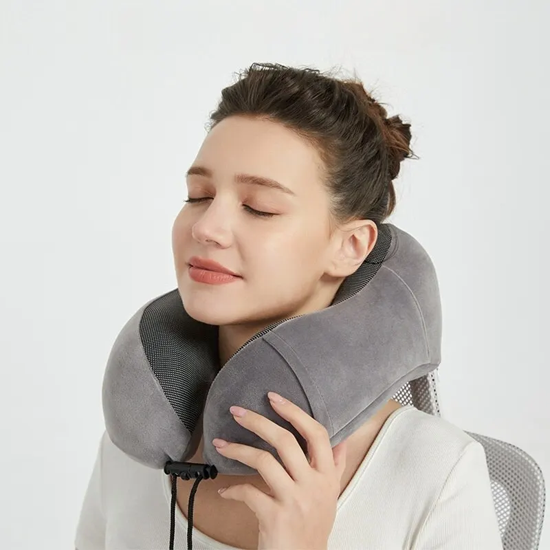 Neck Pillow Travel Pillow, Best Memory Travel Neck Pillow for Airplane Sleeping Travel Pillows with Storage Bag, Sleep Mask and Earplugs-Prevent (