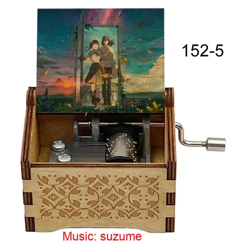 Anime Suzume Color Printing Hand-operated Type Wooden Music Box New Year's Gift for Friends Lovers Home Decoration Ornaments