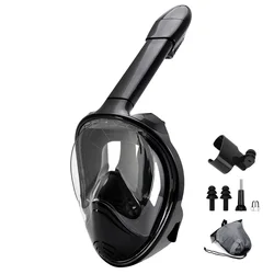 Enhanced Full Face Snorkel Mask with Wide View and Anti - Fog Features - L/XL (AllBlack)