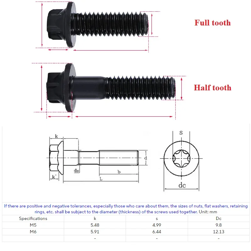 Lot De Vis Et Boulons Torx M5 M6 - Acier 12.9, Tête à Bride, Noir, Métrique (neuf)
