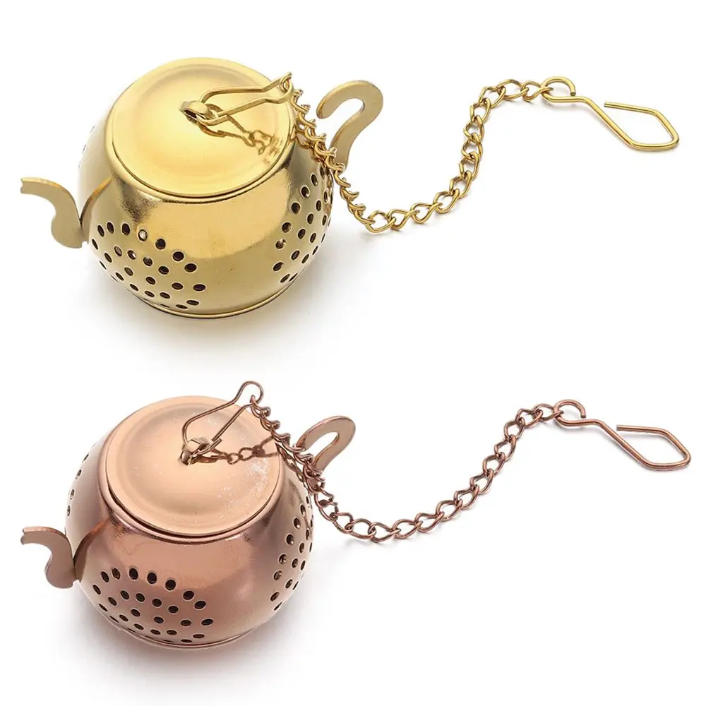 Teapot Shape Tea Strainer Stainless Steel Loose Tea Infuser with Chain Herbal Spice Filter Diffuser Kitchen Gadget Teaware