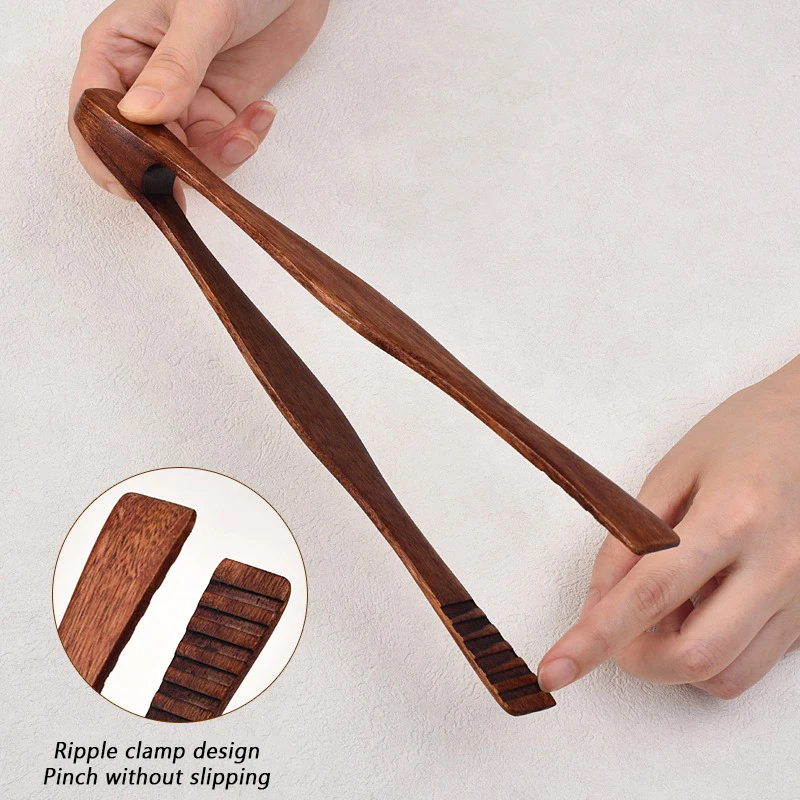 Bamboo Cooking Kitchen Tongs Food BBQ Tool Salad Bacon Steak Bread Cake Wooden Clip Home Kitchen Utensil Kitchen Tongs