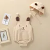 Cute Cartoon Baby Sleeveless Jumpsuits with Hat Spring Autumn Cotton Infant Bodysuit 2Pcs Baby Boy Girl Clothes 1