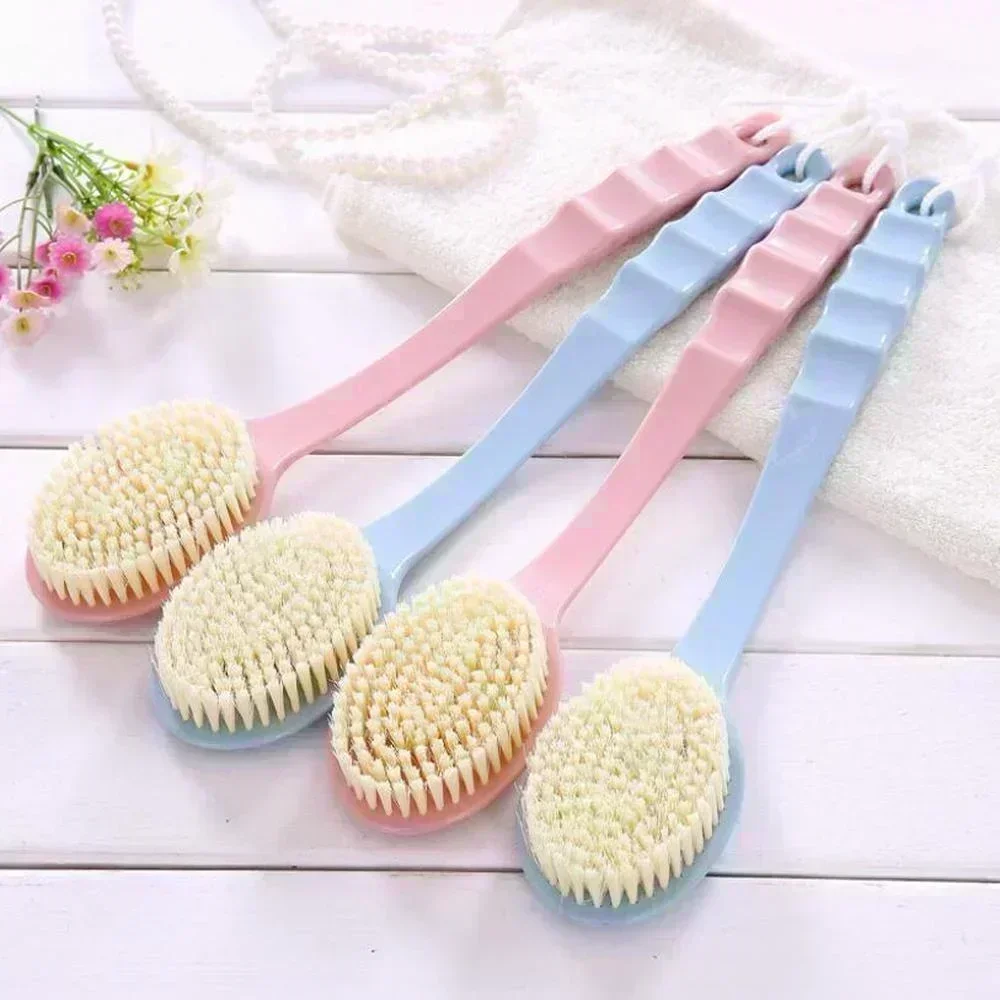 Exfoliating Bath Brush Silicone Back Scrubber with Detachable Handle Suction Cup Waterproof Bathroom Products