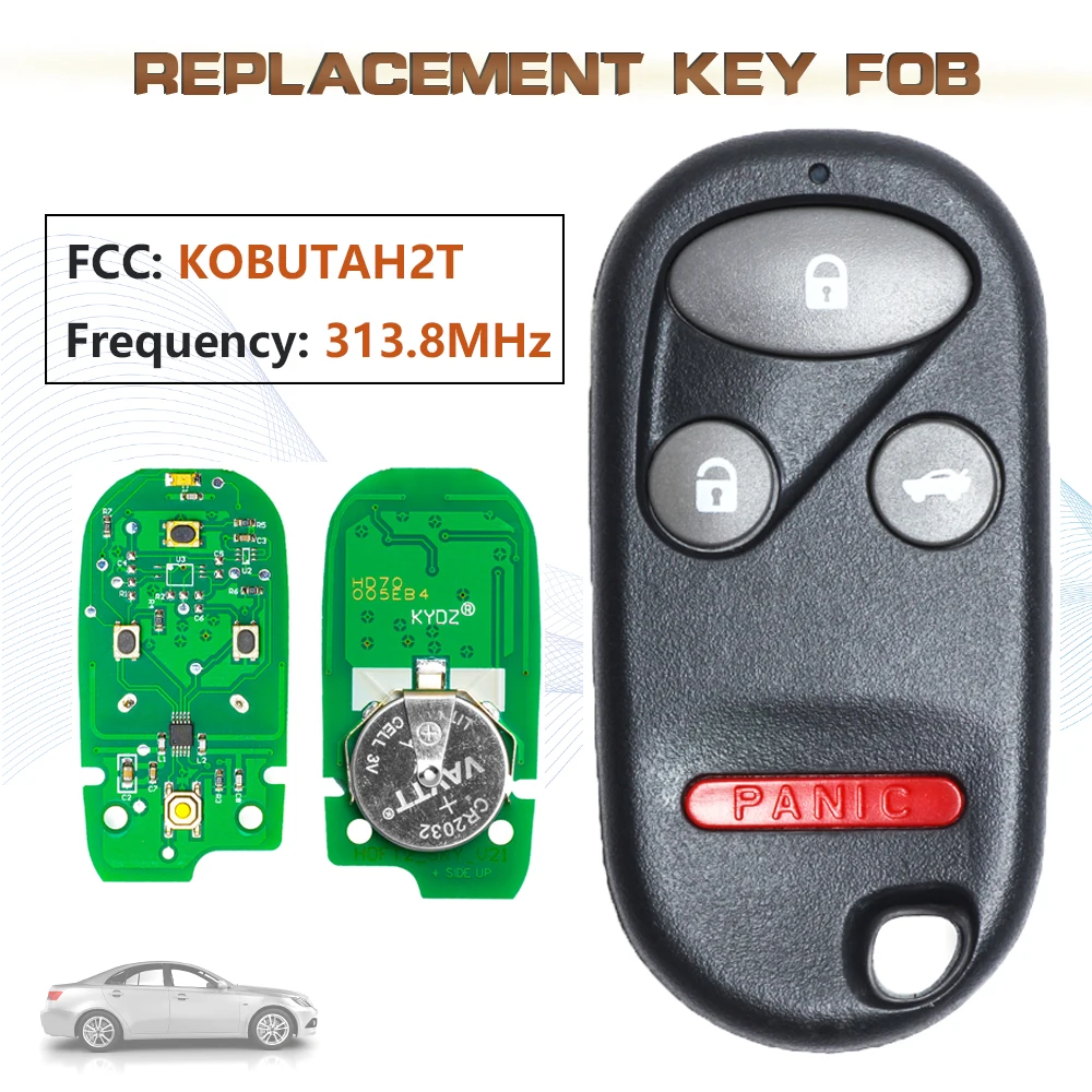 

KEYECU 313.8MHz FCC:KOBUTAH2T 4 Button Smart Remote Key Fob for 1998 1999 2000 2001 2002 2003 Honda Accord Acura TL