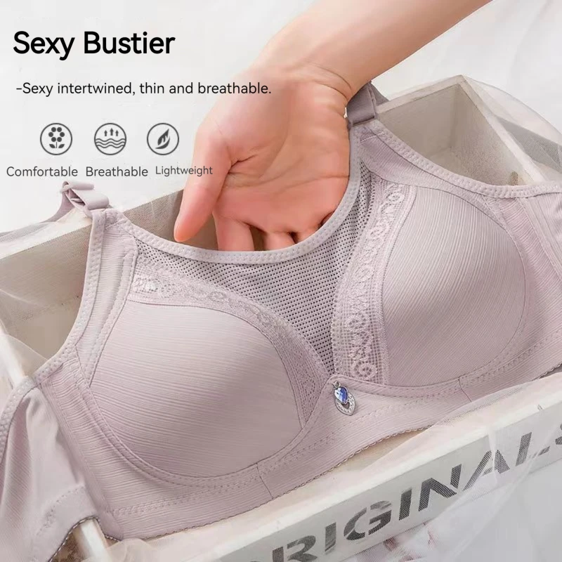 

women's bra gathered without steel ring push up adjustable comfortable breathable ladies full cup underwear