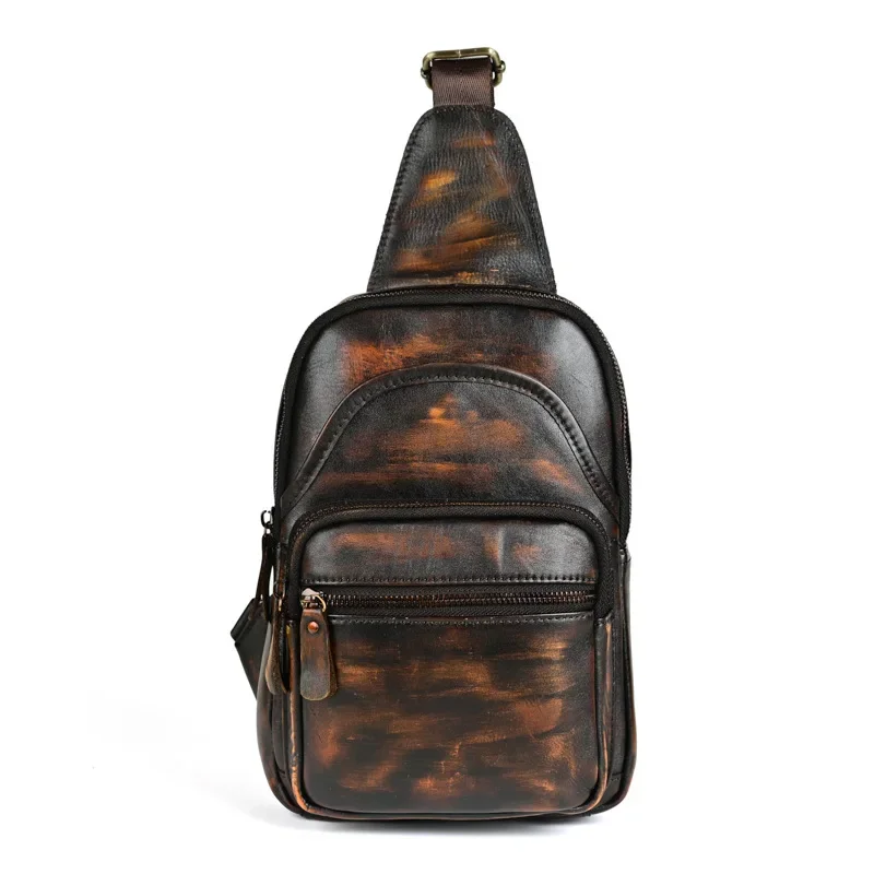

Vintage Handmade Chest Bag with Big Capacity, made of Genuine Leather