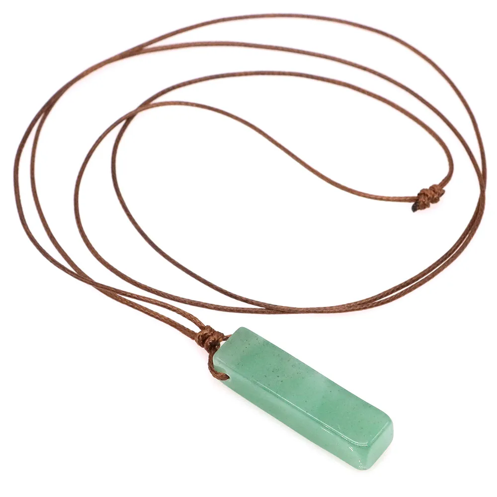 Colgante rectangular de cristal Natural para hombres y mujeres, piedra curativa, Gema energética, Reiki, Chakra, amatista, collar, joyería encantadora, 40x10mm