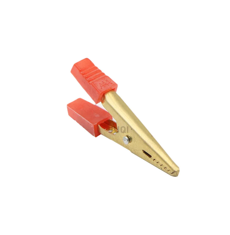 Insulated Crocodile clip Plastic Handle Cable Lead Test Charging Clamp Metal Crocodile Clamp Length 52mm Golden