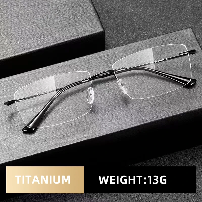 Titanium Reading Glasses Men Without Frame Magnifying Presbyopic Anti Blue Light Rimless Glasses reading glasses