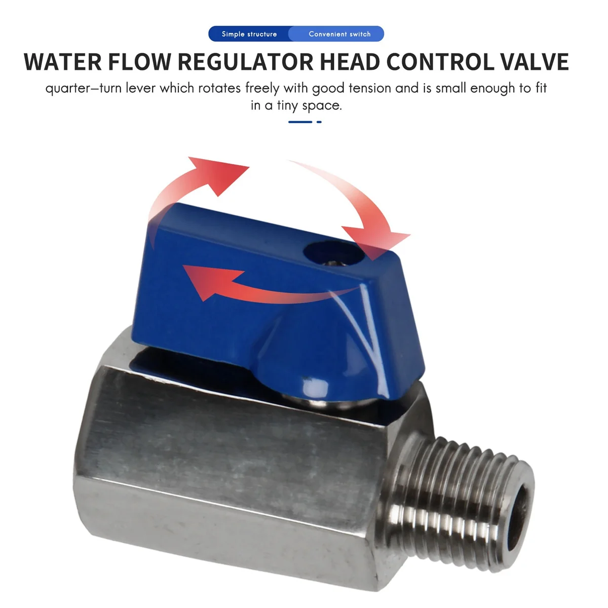 ABZV-Ball Valve 1/2 inch 304 Stainless Steel Mini Ball Valve Female and Male NPT Great for Shower Head Flow Control