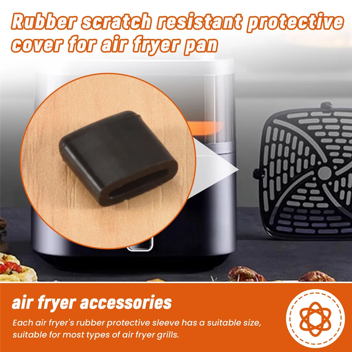 Air Fryer Rubber Bumpers,Air Fryer Tray Rubber Replace Parts Accessories,Non-Scratch Protective Covers for Air Pan HOT
