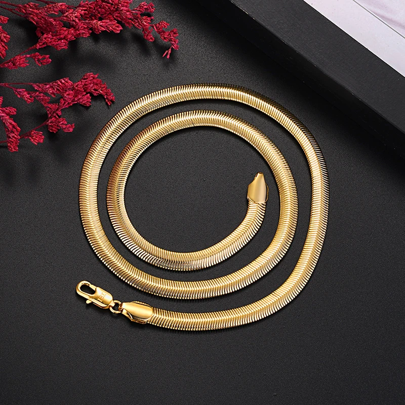 

Hot 925 sterling silver plated 18K gold does not fade 6MM snake bone chain Necklaces for Men's Women Fashion Jewelry Gifts