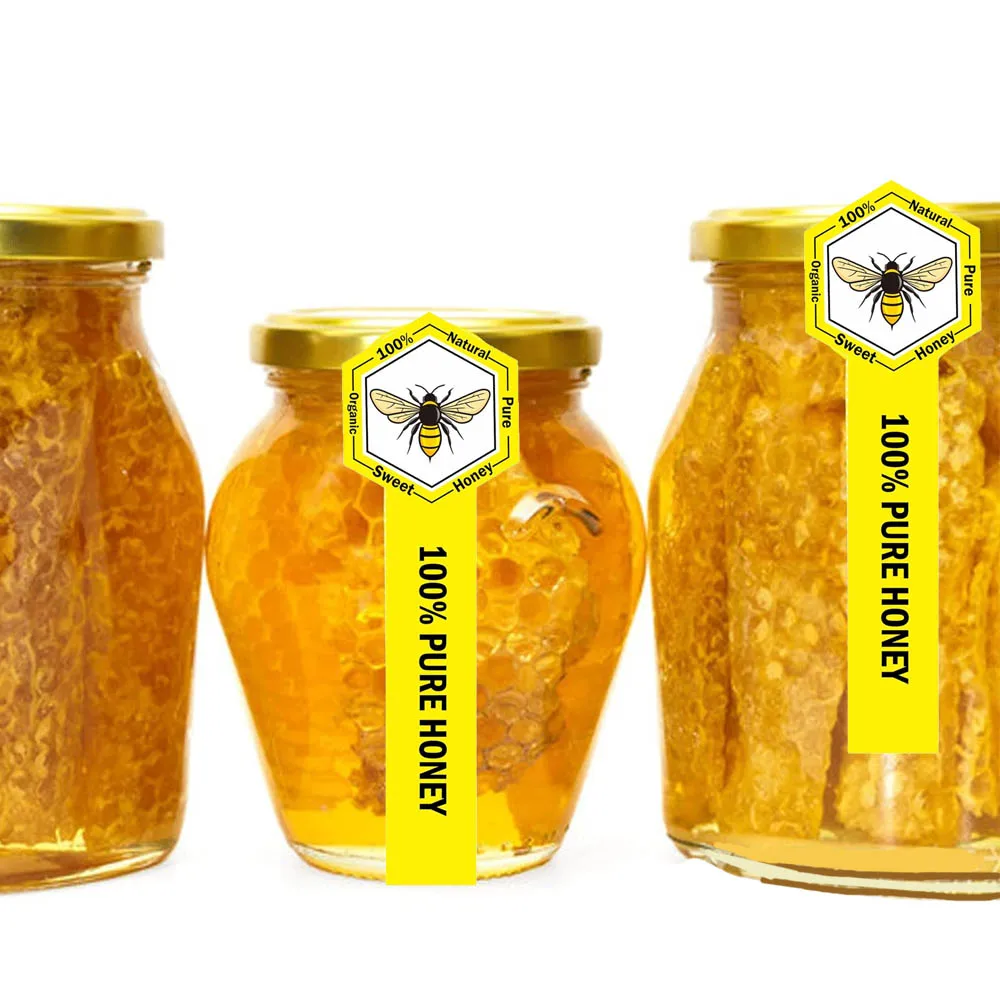 Tamper Proof Pure Honey Stickers 1.5x4Inch Tamper Evident Seals Labels Honey Stickers for Jars Bottle Lid Labels 500Pcs