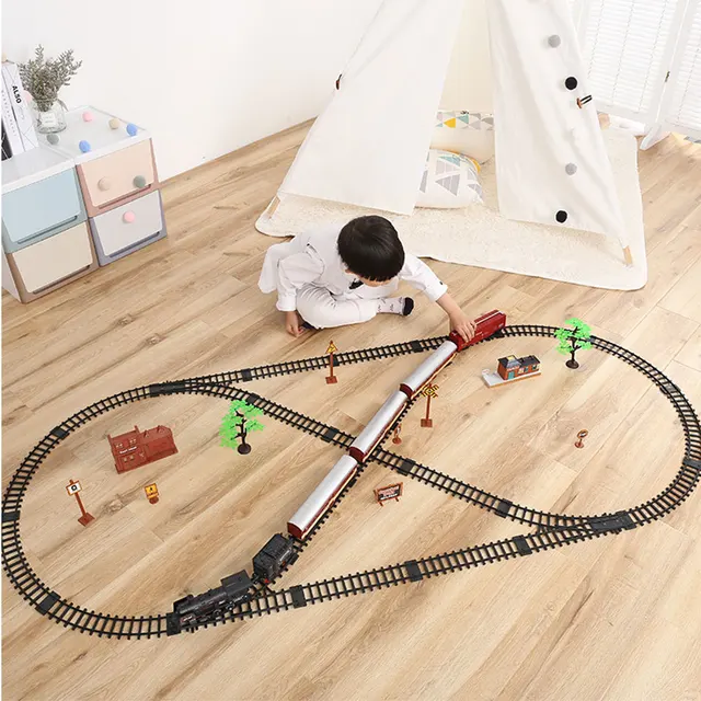 Steam Train Track Electric Toy Long Trains Kids Truck Boys Simulation Classical Railway Railroad Birthday Gift 4