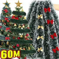60/2m Christmas Green Cane Ribbons Garland Xmas Tree Ornaments Cane Ribbon Wreath Hanging Pendents DIY Home Party Decor Supplies