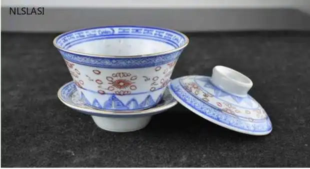 Jingdezhen Ceramic Gaiwan Retro Teacup handmade Tea tureen Bowl Chinese Teaware Accessories Drinkware Personal Cup 150ml