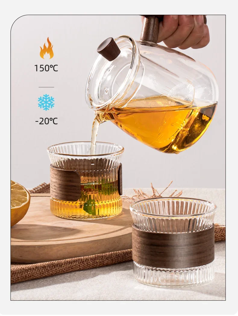 Description Picture 3 of itemGlass Coffee Mug Japanese Style Walnut Cup SleeveTransparent Kawaii Cup Coffeeware Beautiful Tea Mugs Beer Mug Cute Mug