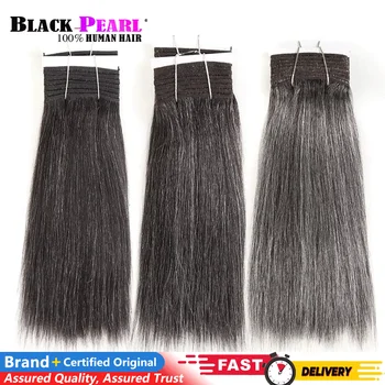 16 Inches Yaki Straight Gray Hair Bundles Brazilian Hair Weave Bundles Silver Grey #44 #34 51# Remy Human Hair Extensions 1