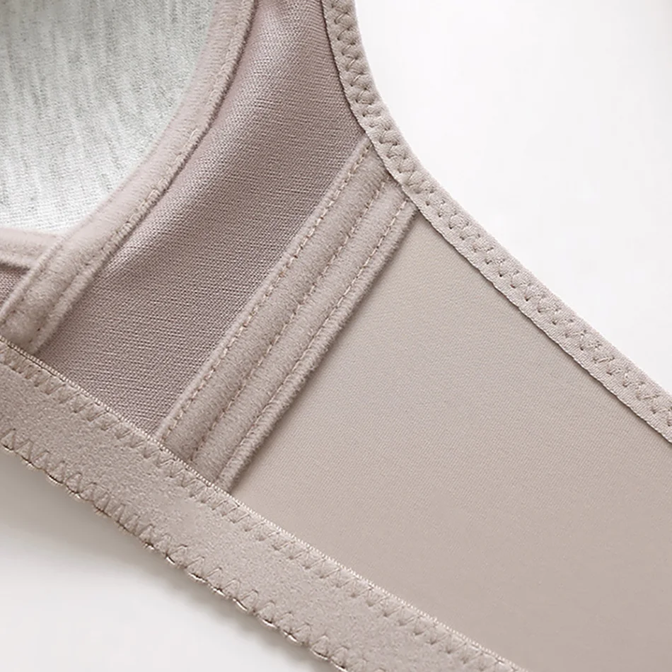 Women Plus Size Comfort Bra Wire-Free Seamless Non-Magnetic Thin Cup Solid Color Breathable Everyday Wear Bras 5