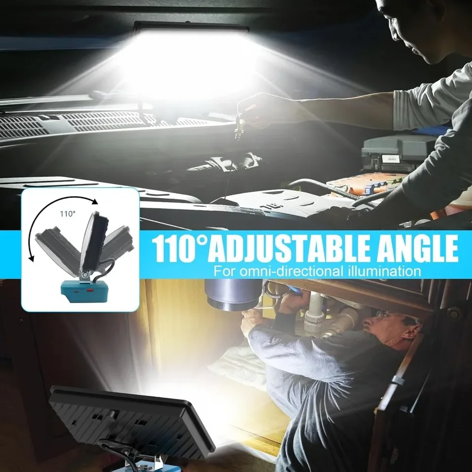 Lampe De Travail LED Sans Fil Pour Makita, 4 Pouces, 42W, Lampe De Poche, 14.4V, 18V, Outil, Inondation D'urgence, Réparation Automatique Compatible, Sans Batterie